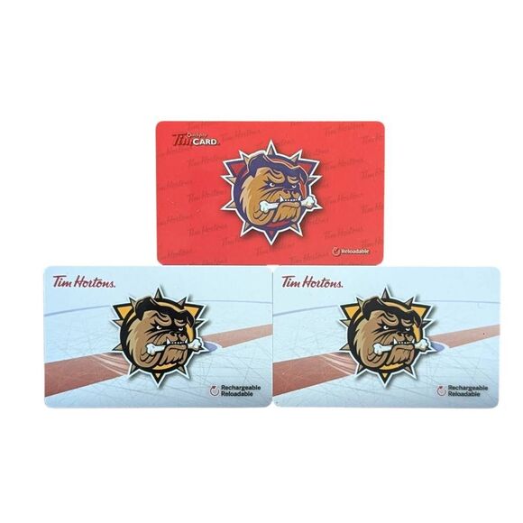 Tim Hortons Gift Cards Hamilton Bulldogs Hockey Lot of Three 3 Zero Balance - Picture 1 of 3